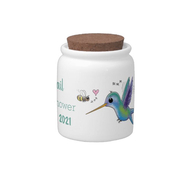 Cute bee hummingbird cartoon illustration candy jar (Right)