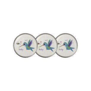 Cute bee hummingbird cartoon illustration golf ball marker