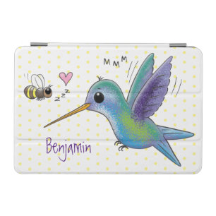 Cute bee hummingbird cartoon illustration iPad mini cover
