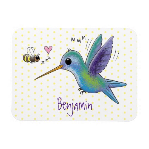 Cute bee hummingbird cartoon illustration magnet