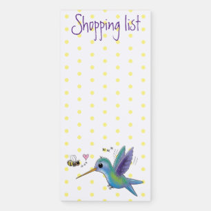 Cute bee hummingbird cartoon illustration magnetic notepad