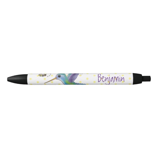 Cute bee hummingbird cartoon illustration pen (Front)