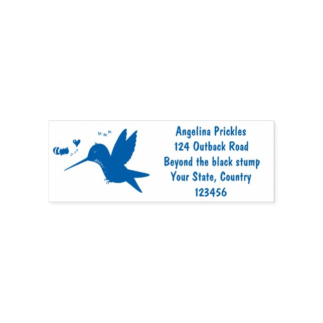 Cute bee hummingbird cartoon illustration self-inking stamp (Design)