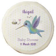 Cute bee hummingbird cartoon illustration sugar cookie