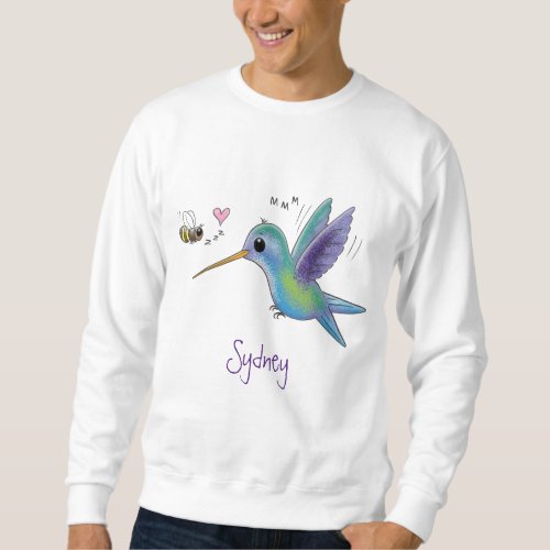 Cute bee hummingbird cartoon illustration sweatshirt