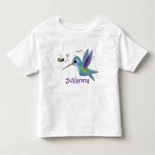 Cute bee hummingbird cartoon illustration toddler t-shirt