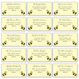 Cute Bee Individual Shipping Address Baby Shower Sticker