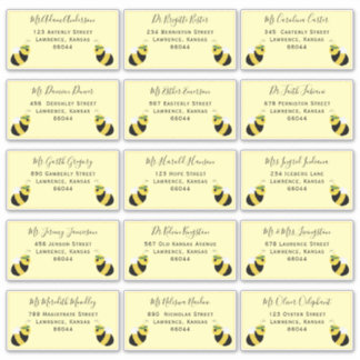 Cute Bee Individual Shipping Address Baby Shower Sticker