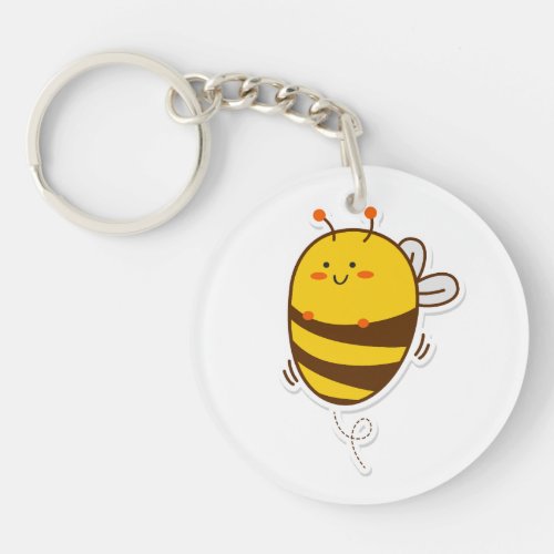 Cute Bee Kawaii Drawing Keychain