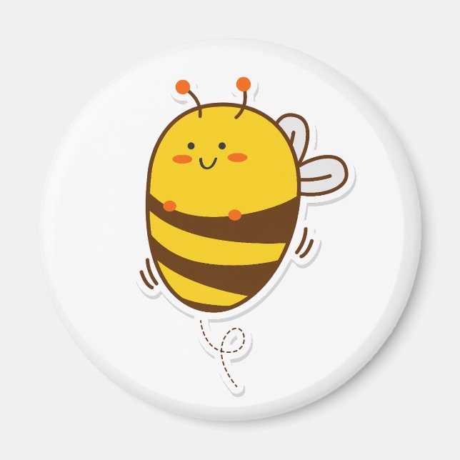 Cute Bee Kawaii Drawing Magnet (Front)