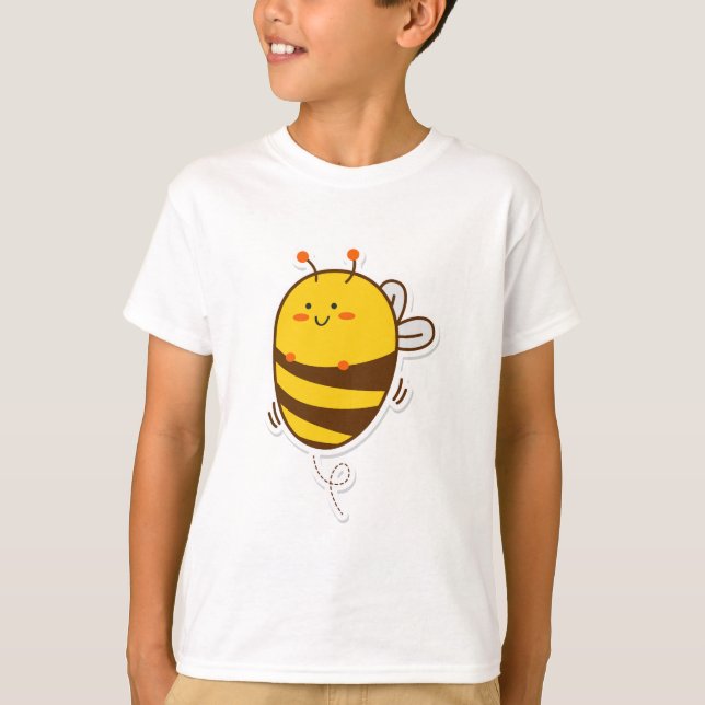Cute Bee Kawaii Drawing T-Shirt (Front)
