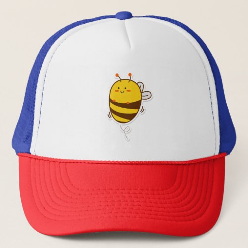 Cute Bee Kawaii Drawing Trucker Hat