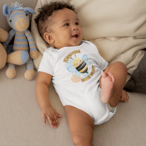 Cute Bee Keeping Mom Busy Boy Baby Bodysuit