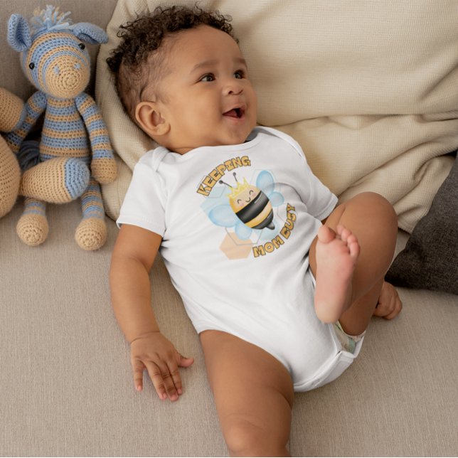 Cute Bee, Keeping Mom Busy Boy Baby Bodysuit (Creator Uploaded)