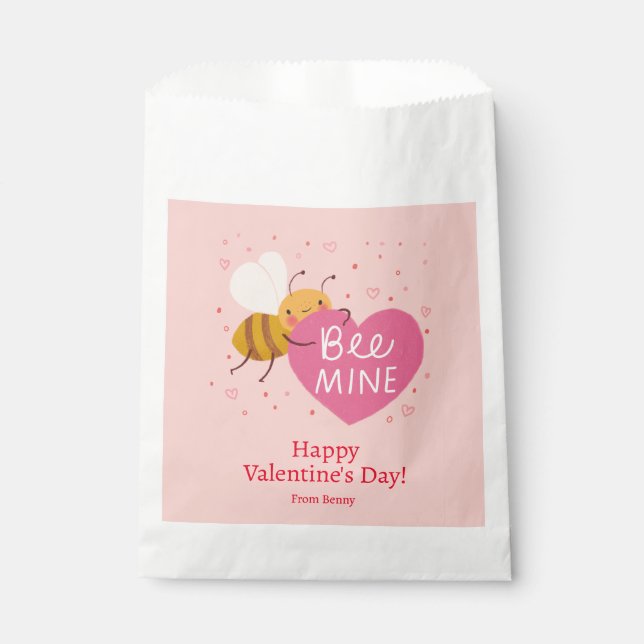 Cute Bee Kids Classroom Valentine Favor Bag (Front)