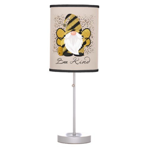 cute bee kind gnome word art  table lamp
