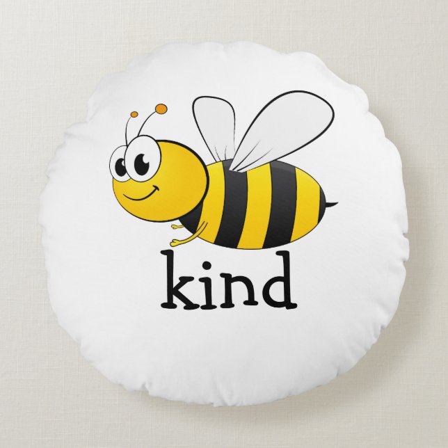 Cute Bee Kind  Round Pillow (Front)
