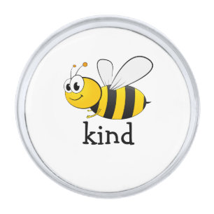 Cute Bee Kind Silver Finish Lapel Pin