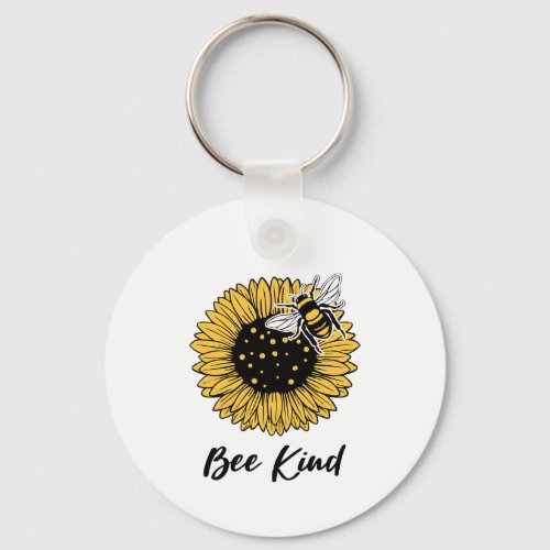 Cute Bee Kind Sunflower Keychain
