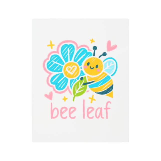Cute Bee Leaf  Pun Crayon Art Social Workers (Front)
