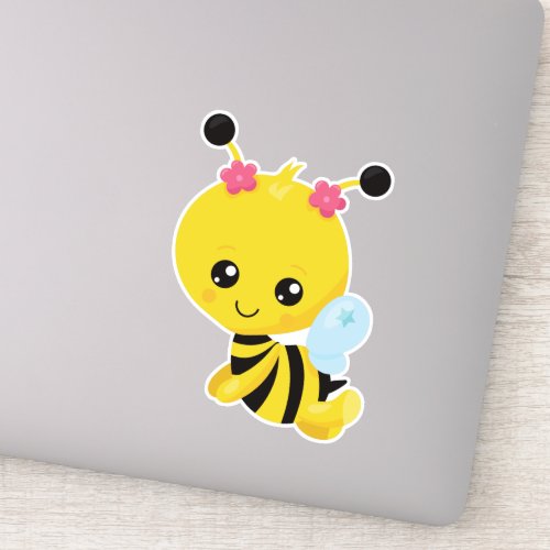 Cute Bee Little Bee Honey Bee Flowers Sticker