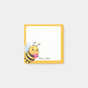 Cute Bee Love Personalized Sticky Notes