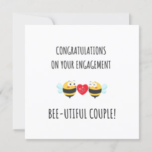 Cute Bee Love Pun Funny Engagement Card 