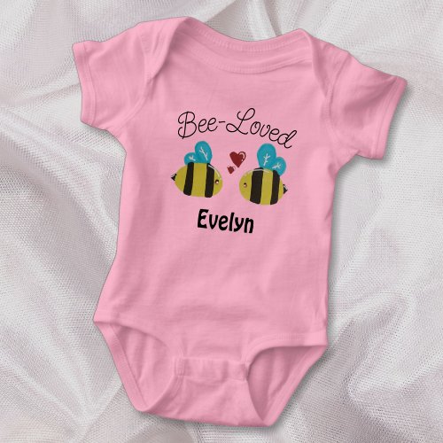 Cute Bee Loved Personalized Baby Bodysuit
