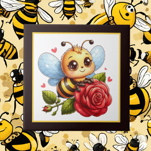 Cute bee lovers insect ceramic tile