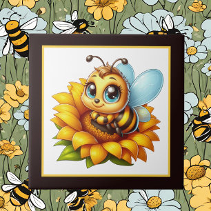 Cute bee lovers insect ceramic tile