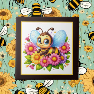 Cute bee lovers insect ceramic tile