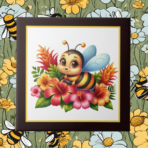 Cute bee lovers insect ceramic tile