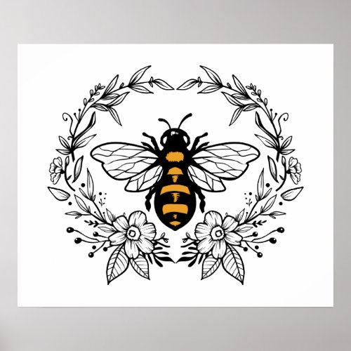 cute bee lovers insect poster