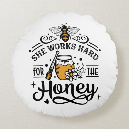 cute bee lovers word art honey round pillow