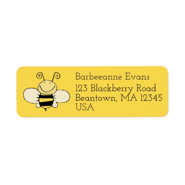 Cute Bee Mailing Address Label (Front)