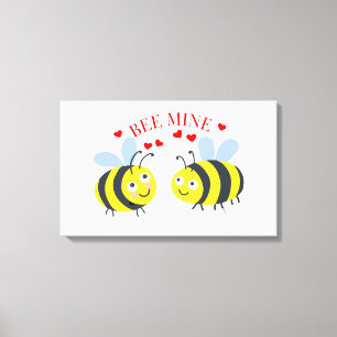 Cute "Bee Mine" Love Valentine's Day Gift Idea Canvas Print