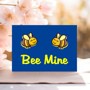 Cute Bee Mine Retro Bumble Bees Dark Color Holiday Card