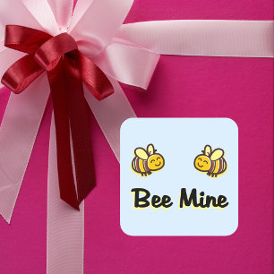 Cute Bee Mine Retro Bumble Bees Light-Color Square Sticker