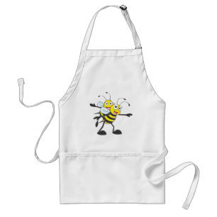Cute Bee Mom Mum Playing with Daughter Adult Apron
