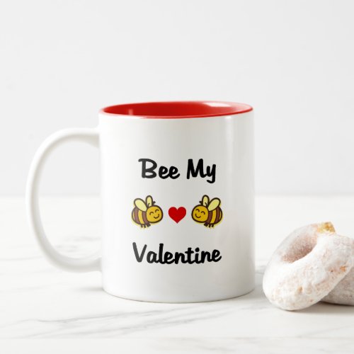 Cute Bee My Valentine Bumble Bees Light_Color Two_Tone Coffee Mug
