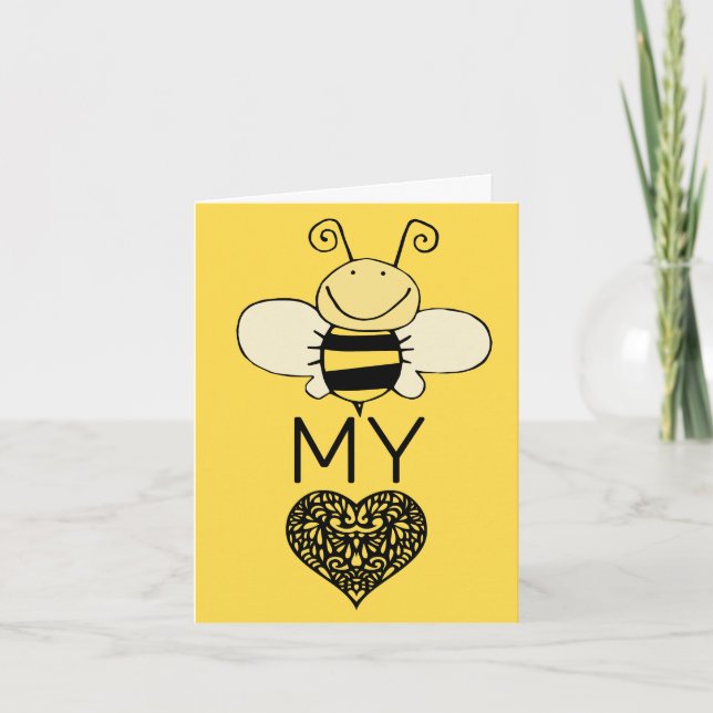 Cute Bee My Valentine Holiday Card (Front)