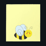 Cute Bee Notepad<br><div class="desc">A cartoon of a big sweet and adorable yellow bumble bee graphic from our cute animal designs. You can personalize it and customize it by changing the background color!</div>