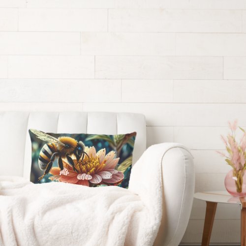 Cute Bee On Flower Lumbar Pillow