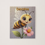Cute Bee on Flower Personalized Jigsaw Puzzle<br><div class="desc">Buzz into fun with our Cute Bee on Flower Personalized Jigsaw Puzzle! This delightful puzzle features a charming scene of a bee buzzing around a colorful flower. Add a personal touch by customizing it with a name of your choice. Perfect for both kids and adults, this puzzle is sure to...</div>