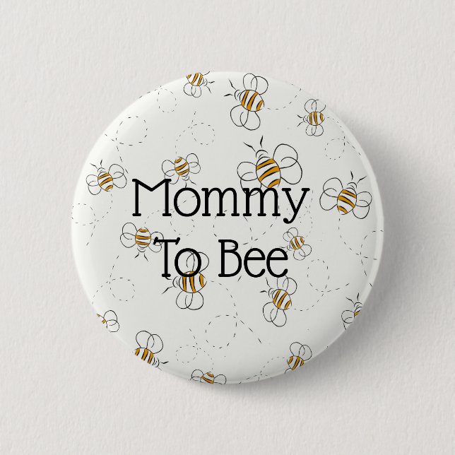 Cute Bee Pattern Mommy To Bee Baby Shower Button (Front)