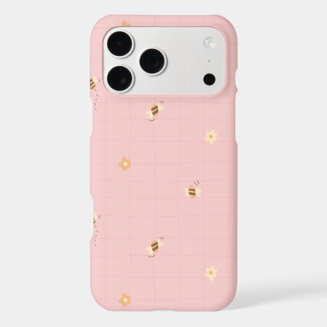 Cute Bee Pattern | Pastel Floral Aesthetic Design Case-Mate iPhone Case (Back)