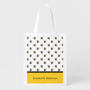 Cute Bee Pattern Personalize Grocery Bag