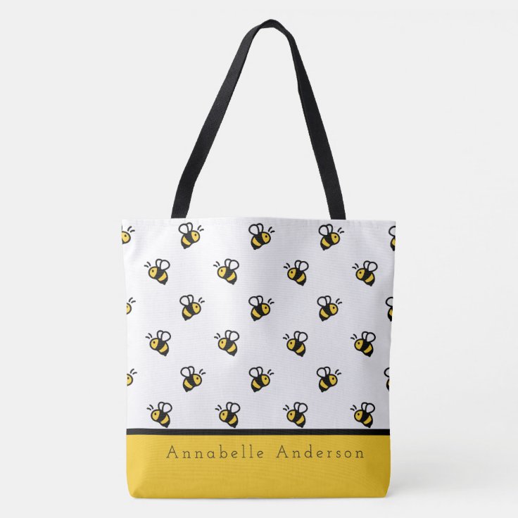 Cute Bee Pattern Personalize Tote Bag 