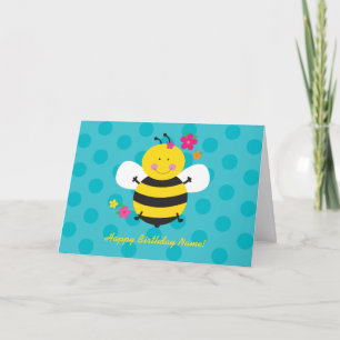 Cute Bee Personalized Birthday Greeting Card