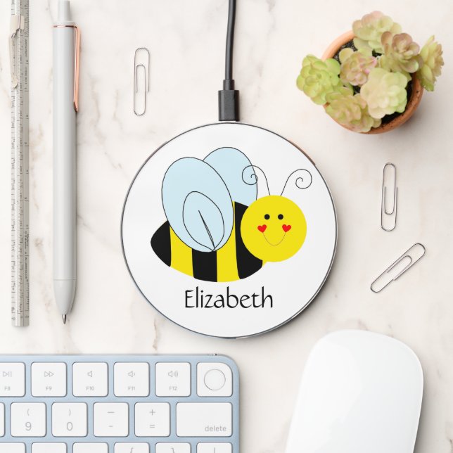 Cute Bee Personalized Wireless Charger (Desk)